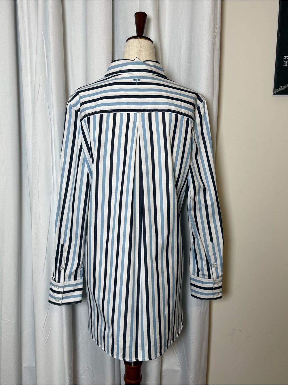 Tyler Boe Blue White Stripe Cotton Button Down Shirt Womens Small NWT - Picture 3 of 11